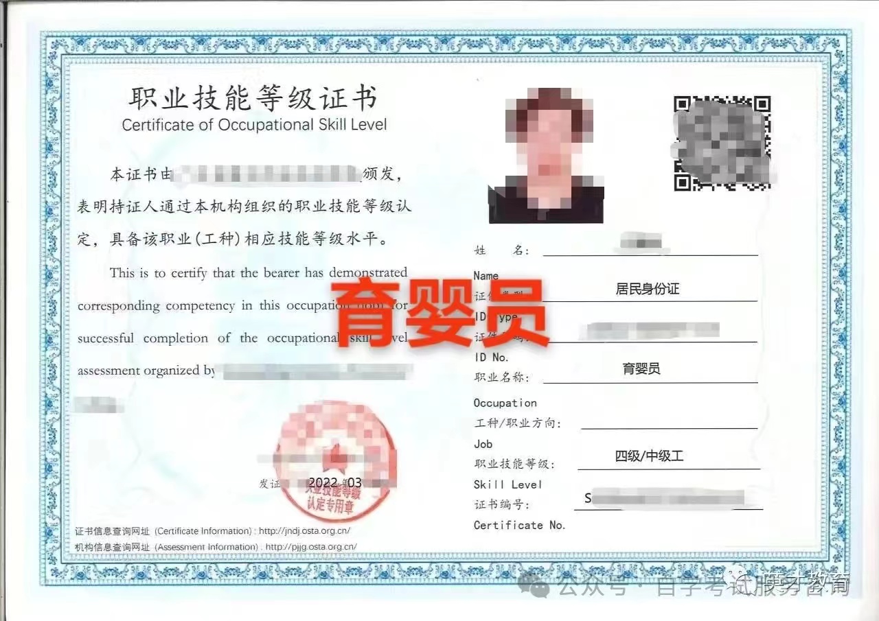 国家职业技能等级证样本